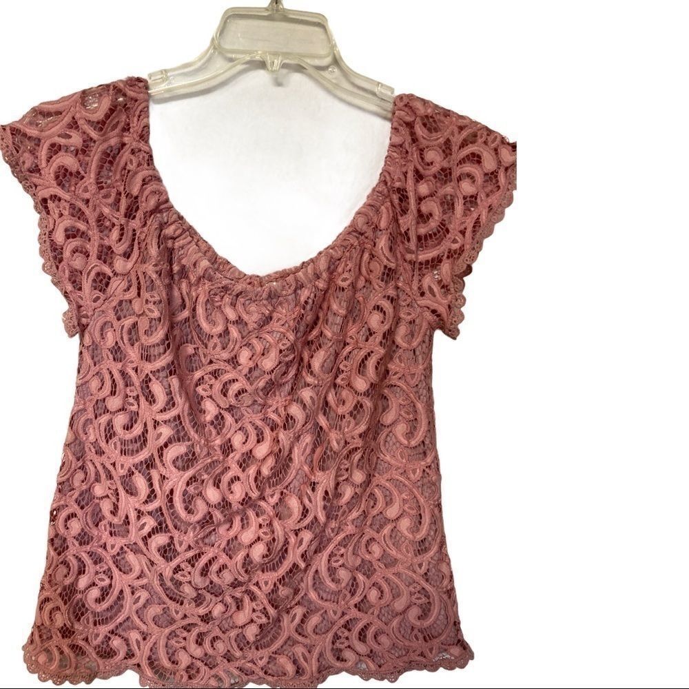 STEM & VINE women’s top size large, lace,peach - Picture 7 of 15